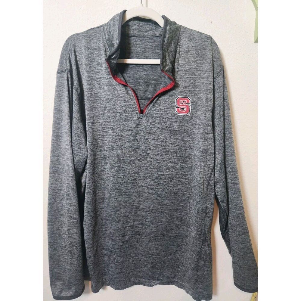 North Carolina State 1/4 Zip Pullover Shirt Long Sleeve Gray Size XXL